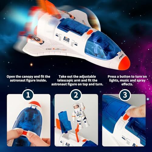 Space Shuttle Toys Set with Light and Sound, Rocket Ship Toys Playset with 