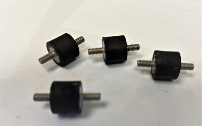 4 Male/Male Rubber Isolator Mounts 5/8'' dia x 1/2'' thick w/ 8-32 x 3/8'' Stud