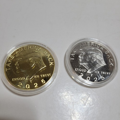 2-Donald Trump 2025 Commemorative Encased Coins. Non-Precious Metal. - Afbeelding 1 van 9
