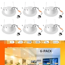 6Pack 6 inch Canless Wafer LED Downlight, 1050 Lumens, Selectable 2700K to 5000K