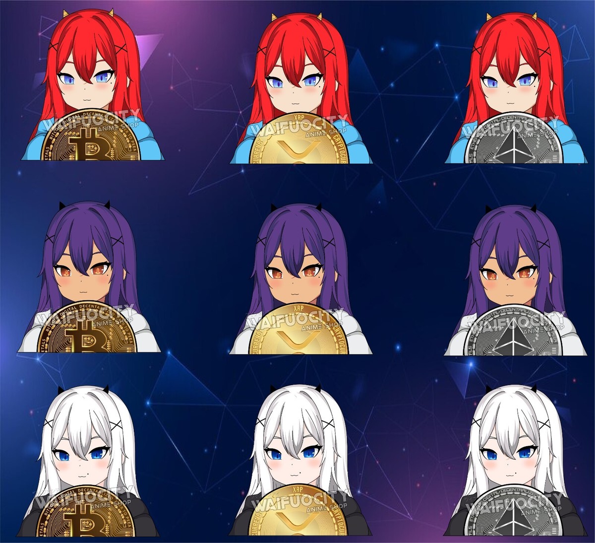 Demon Girl Kawaii Crypto Coin Xrp Army Bitcoin Ethereum Anime Stickers Cute  JDM | eBay