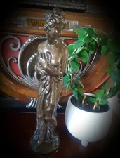 Vintage 70’s Rain Oil Lamp Greek Goddess Statue..Replica..Poured Resin Statue.