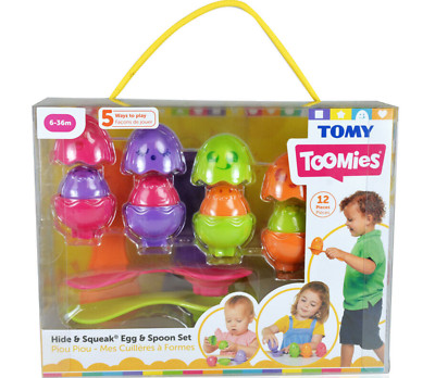 HIDE & QUIETSCHE EI & LÖFFEL SET Kinder Spielzeug Geschenk 6M+ UK