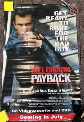 Vintage 1999 ''Mel Gibson Payback'' Movie Poster 40'' x 27'' - Rolled