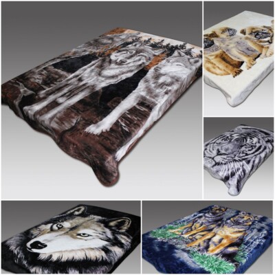 Luxus Digitaldruck Nerz KUNSTFELL ÜBERWURF DECKE Bett Sofa Doppel & King Size 