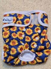 New Pet Soft Reusable Washable Female Dog Diaper Size M Sunflowers