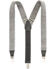  70 Club Room Men'S Gray Black Casual Braces Clip-End Adjustable Suspenders