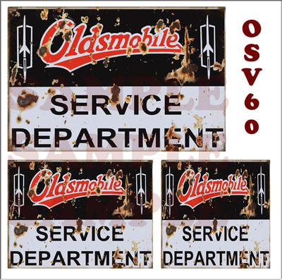 WEATHERED WATERSLIDE BUILDING SIGN DECALS OLDSMOBILE SERVICE O SCALE OSV60