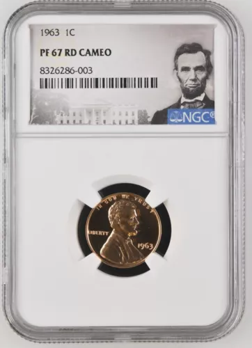 1963 Lincoln Cent 1C NGC PF67 RD Cameo