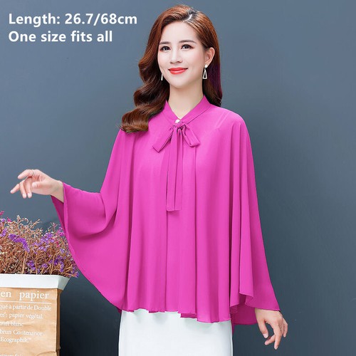 Lady Chiffon Shrug Capelet Bowknot Shawl Cover Up Wrap Casual Plus Size Elegant - Picture 20 of 20