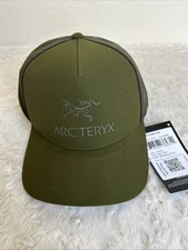 Arc'Teryx Logo Bird Word Trucker Hat Snapback Lid OS Bushwhack Green NWT
