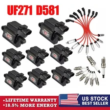 8X Ignition Coil + Spark Plug + Wires UF271 For Chevy GMC 4.8L 5.3L 6.0L 8.1L US