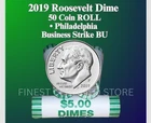 2019 P & D  ROOSEVELT DIME 2 ROLL SET NEW BU 100 COINS UNSEARCHED *