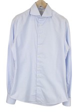 SUITSUPPLY Men's Formal Shirt 40L/15 3/4L Blue Striped Cotton Extra Slim Try On