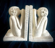 NADE Columbia Dreaming 764WH White Wash Resin Bookends Pair 25cm Felt Base