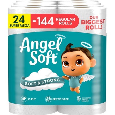Toilet Paper Bulk 24 Super Mega Rolls 2-Ply Soft Strong Septic Safe White