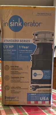 InSinkErator Badger 1 1/3 HP Continuous Feed Disposal w/ Power Cord, Quick Lock
