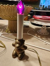 Vintage Brass Electric Candle Nightlight Teddy Bear Approx 8  Nursery Lamp Works