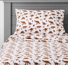 Dinosaur Cotton Kids' Sheet Set Watercolor Brown Pillowfort Full Sized