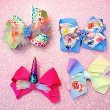 Colorful Hair Bow Set of 4 EUC
