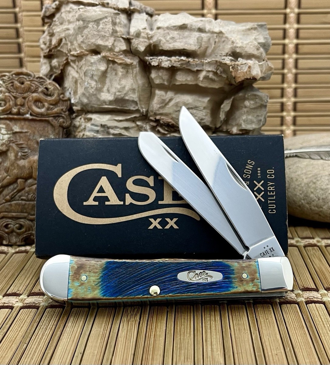 Case XX USA Hand Fired Sawcut Caribbean Blue Bone Trapper Pocket