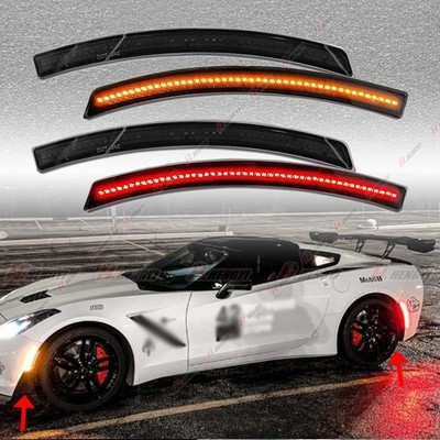 [Dunkel Rauch] Für 14-19 Chevy C7 Corvette  Streifen Side FENDER Marker Lampe
