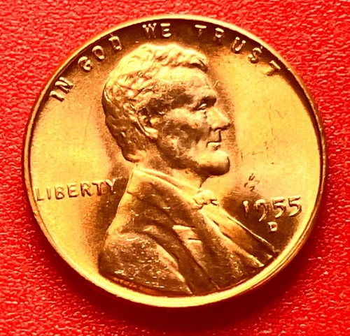 1955-D Lincoln Wheat Cent Penny GEM RED BU From an Original Bank Roll
