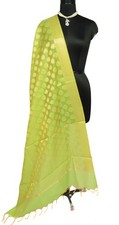 Green Banarasi Dupatta Indian Art Silk Woven Zari Brocade Long Stole Scarves