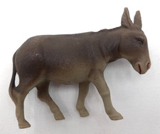 Vintage Celluloid Burro/Donkey Gray w Painted Details Nativity Putz Display 3.5"