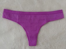 PINK Victoria's Secret Panties Thong Panty Purple Logo Stretch Medium M