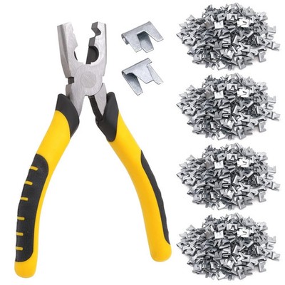 1200Pc Wire Cage Clips with Hog Ring Pliers for Bird Rabbit Chicken Quail Fence