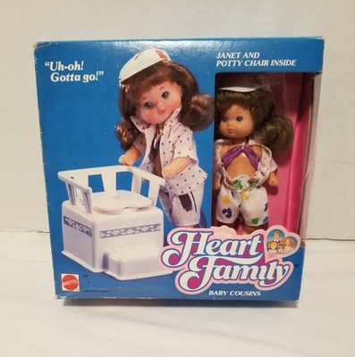VINTAGE 1987 MATTEL THE HEART FAMILY JANET & POTTY CHAIR MADE IN HONG KONG NIB