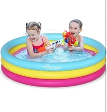 Inflatable Kiddie Pool Evajoy 58'' x 13'' Ground Kids Swimming Pool Large Pets