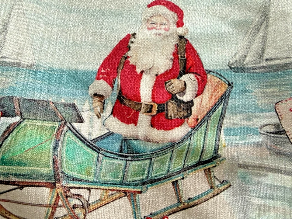 Coastal Collection Tropical Beach Christmas Table Runner 16x72 Flamingos Beads - Image 3 of 4