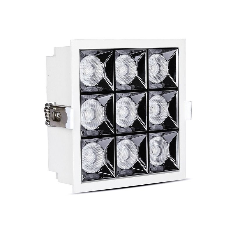 Faretto LED Quadrato Incasso 36W (9x4W) 5700K UGR<19 - Pronto All'uso