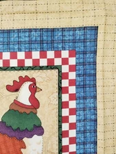 Leslie Beck Chicken Rooster Fabric 3 yds 45x108" Pillow Panels Quilt Blocks 