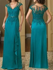 A-Line Lace Floor-Length Mother Of The Bride Dress Elegant Plus Sizes Turquoise