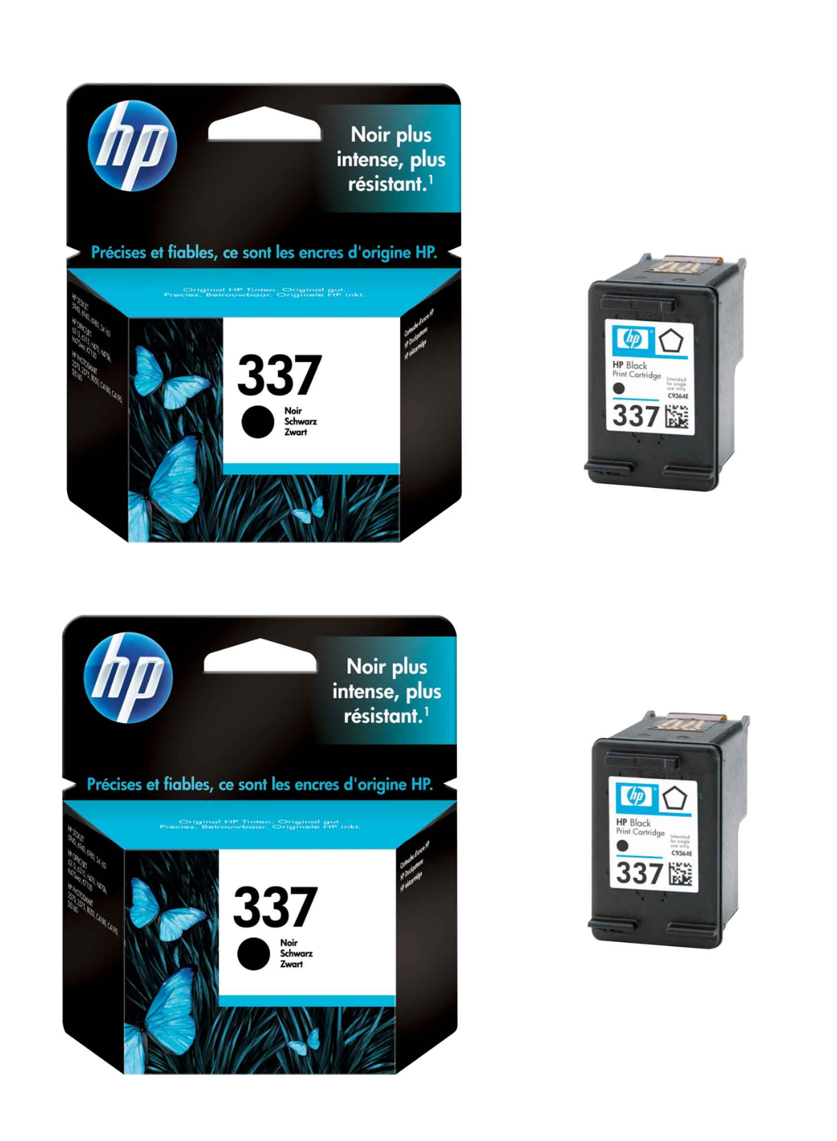 2x UNBOXED HP 337 Black Ink Cartridges (C9364E) - FREE UK DELIVERY! Genuine