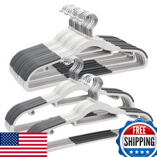 ELONG HOME 50 Pack Plastic Hangers Non-Slip Slim Heavy Duty for Clothes Coats