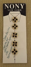 NONY New York Vtg Button Covers Black Gold Rhinestones Original Card #2724