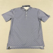 Turtleson Polo Shirt Mens Large Blue Turtle Print Golf Performance Short Sleeve