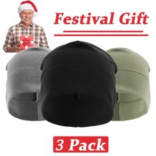 3pack Winter Thermal Fleece Beanie Hats Outdoor Windproof Cap Gift for Women Men