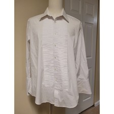 Joseph  Feiss International White Pleated Tuxedo Dress Shirt Mens 17 1/2 32/33