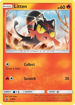 Litten - SM08 - Pokemon Sun & Moon Promo Holo Rare Card LP