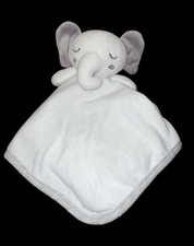 White Gray Very Soft Sleepy Elephant Lovey Security Blanket