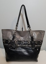Aqua Madonna Black Leather Tote Bag Purse Cha...