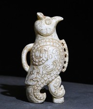 10CM Chinese Hongshan Culture Old Jade Carved Beast Animal Statue Amuelt Pendnat