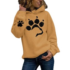 Acogedora sudadera con capucha con estampado de pata de gato en varios colores suéter