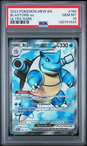 GEM MINT ULTRA RARE Blastoise ex HOLO! PSA 10! Scarlet & Violet 151 #184/165