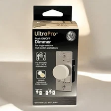 GE Ultra Pro Rotate On/Off Dimmer For Single Switch Pole 120V White & Almond
